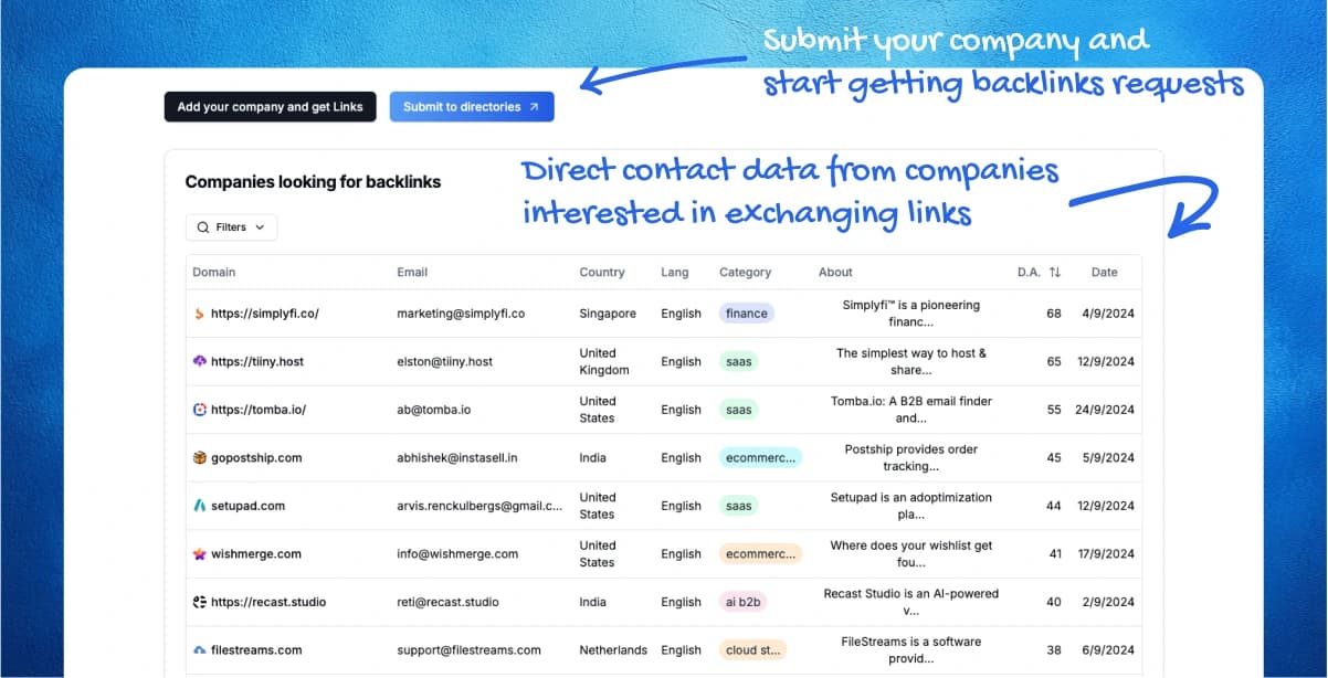A screenshot showcasing seolink features